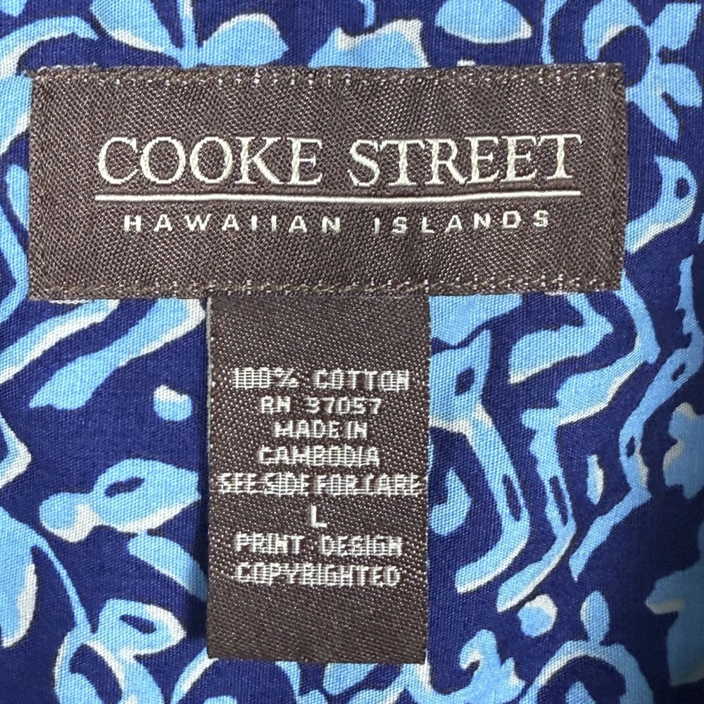Lot of 2 Cooke Street Men's Large Blue Green Cotton Short Sleeve Hawaiian Shirts - Picture 3 of 12